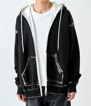 STUDIOUS 별주 PAINTED SWEAT ZIP-UP HOODIE