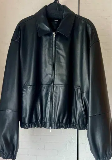 블랙 글로스 가죽 자켓 S
