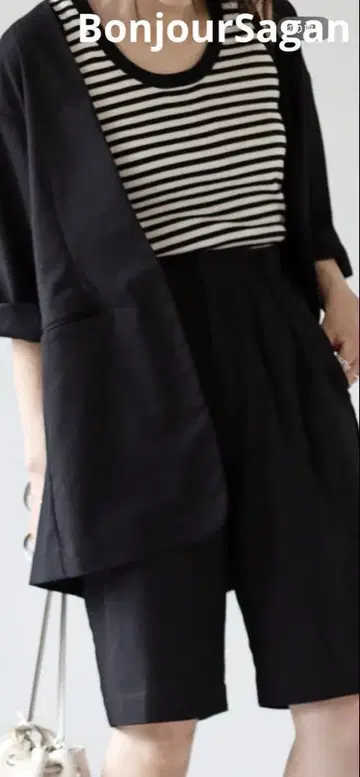 봉쥬르 사간 린넨 노카라 자켓