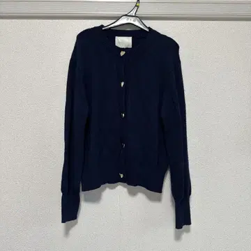 ZARA 네이비 긴팔 가디건 하트 버튼