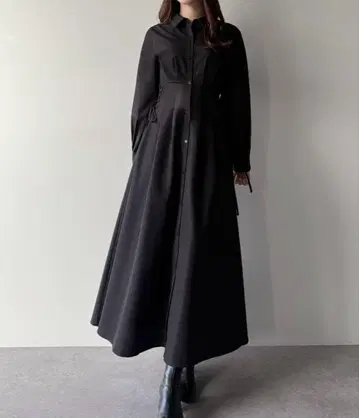 mipiarl 레이스업 턱 플레어 셔츠 원피스 L 사이즈