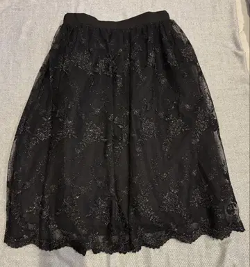 [ 새상품 ] FLEUR DE KALINA 레이스 자수 플레어 스커트