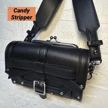 Candy Stripper 숄더백 블랙 인조 가죽 지뢰 양산형