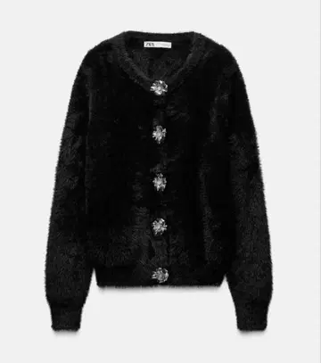 새상품 ZARA 인조 모피 니트 가디건 M 사이즈 블랙