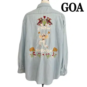 VINTAGE OF GOA 고아 등 자수 데님 셔츠 바지 블루