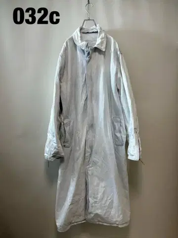 032c washed long-sleeve denim overcoat