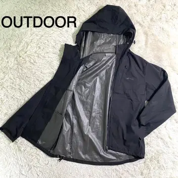 OUTDOOR 블랙 컬러 로고 프린트 집업 자켓