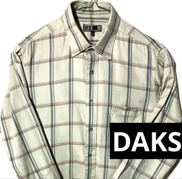 DAKS M L 긴팔 타탄 체크 그린 트레디셔널 올 패턴 셔츠