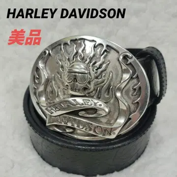 새상품급 HARLEY DAVIDSON 빅 버클 가죽 벨트 블랙