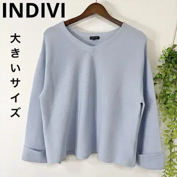 새상품급 빅 사이즈 INDIVI 심플 니트 15호 자유구 쿠미쿄쿠