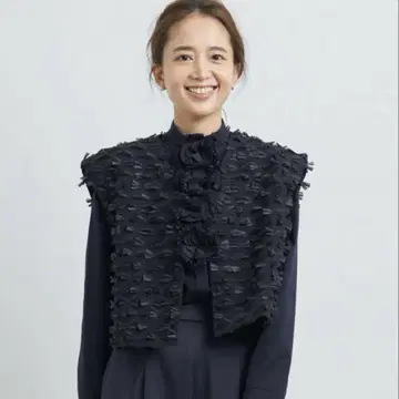 미사용 새상품! yori 미니 리본 숏 베스트 38 네이비