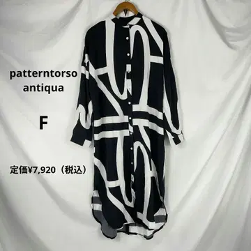 패턴 토르소 아트 패턴 롱 셔츠 원피스 F antiqua