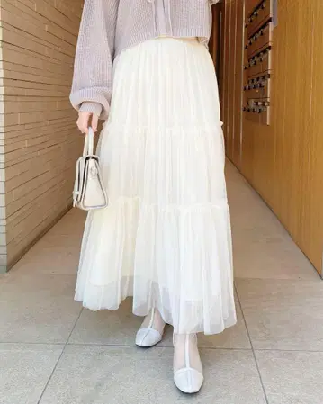 아이보리 튤 캉캉 스커트