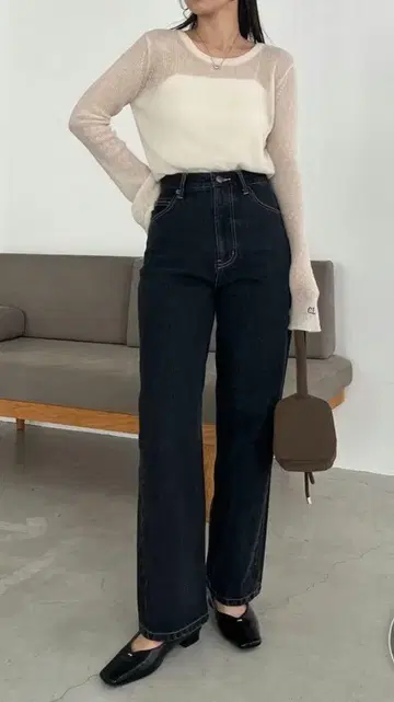 택 포함 새상품 카프리슈 마쥬 13oz 하이웨스트 스트레이트 데님