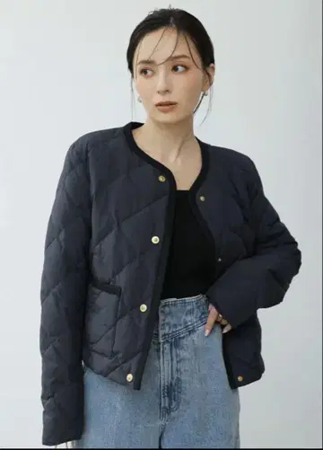 anuans taion 노카라 퀼팅 숏 다운 NAVY
