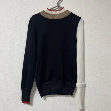 UNITED TOKYO 비대칭 니트 상의 바이컬러