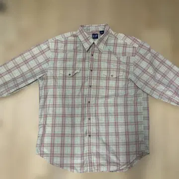 GAP 체크 무늬 긴팔 셔츠 핑크 계열