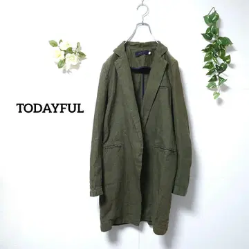 투데이풀 롱 테일러드 자켓 린넨 100% S 카키