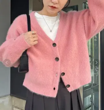 카프리슈 레마쥬 FOX 울 꽈배기 가디건 V넥 핑크 FREE