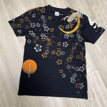 산마루이치 산마루이치 개구리 초승달 자수 T셔츠 일본풍 패턴 사이즈M
