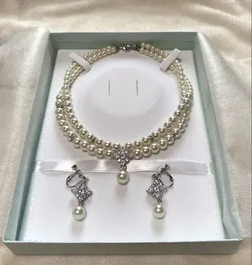 펄 목걸이와 귀찌 세트 결혼식 BRIDER TIARA GINZA