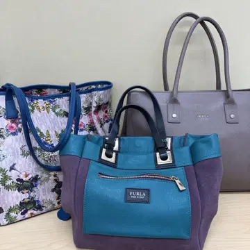 FURLA 토트백 터콰이즈 퍼플 3종 세트