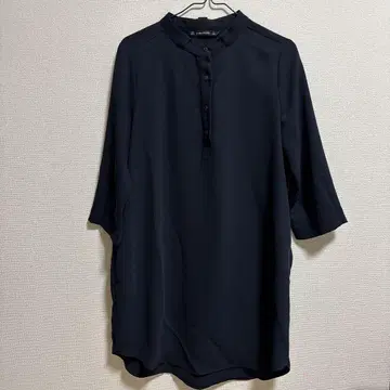 ZARA BASIC 자라 베이직 네이비 튜닉 M 7부 소매 블라우스