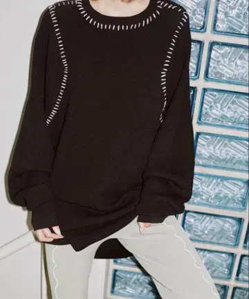 [ soduk ] thermal knit pullover black