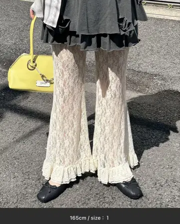 레이스 플레어 레이어드 프릴 팬츠