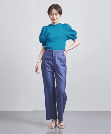 UNITED ARROWS P 퍼프 슬리브 5부 소매 니트