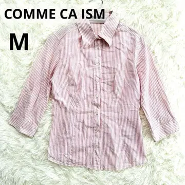 COMME CA ISM 컴시즘 라메 스트라이프 셔츠 코튼 100%