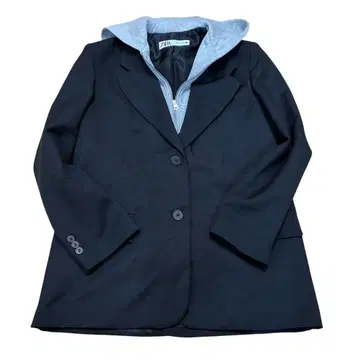 [ 컨디션 최상 ] ZARA 자라 완판템 콤비 블레이저 후드 블랙 S