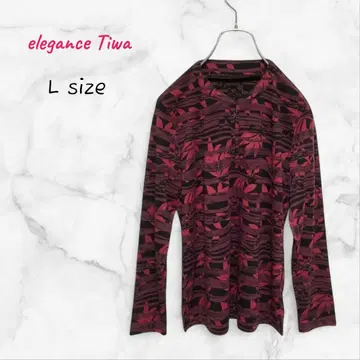 elegance Tiwa 티셔츠 꽃무늬 집업 L 빨간색 레트로