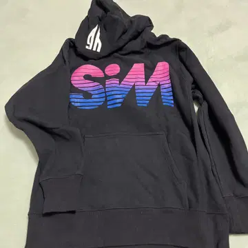 1회 착용 SiM 로고 후드 맨투맨 L 후드 부착
