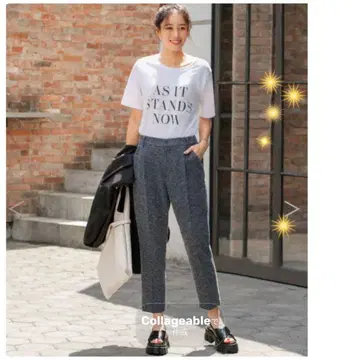 스타일 델리 일본제 트위드 테이퍼드 팬츠 M 사이즈 블랙