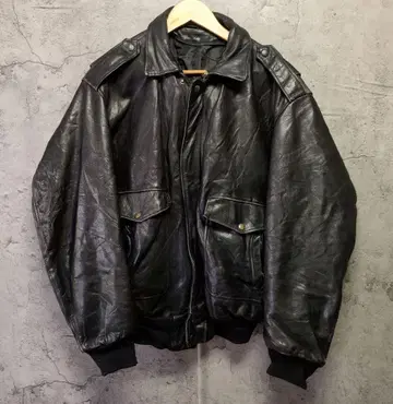 빈티지 A-2 블랙 가죽 플라이트 자켓 XL 사이즈 밀리터리