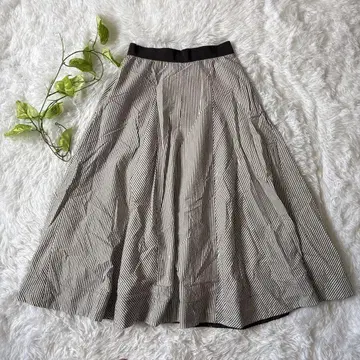 ANAYI 아나이 롱 스커트 (S) 플레어 스트라이프 모노톤 면
