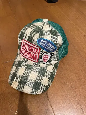 체크 무늬 SALTWATER FISHERMAN 캡