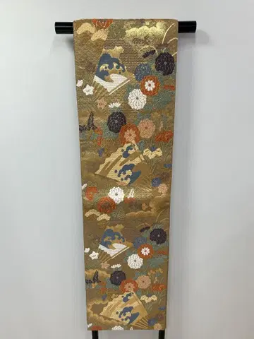 후쿠로 오비 a-8 순수 실크 꽃 부채