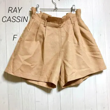 레이 카즌 숏팬츠 베이지 F 허리 전체 밴딩 프릴