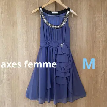 axes femme 보라색 슬리브리스 원피스 M 결혼식 경사 드레스