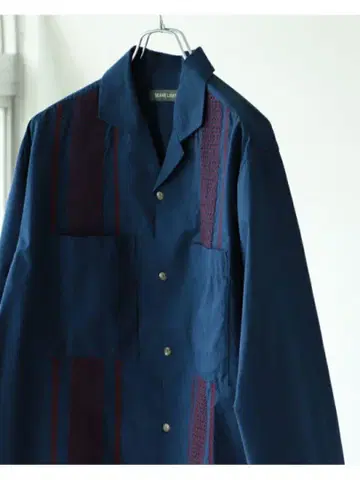 [새상품급] BEAMS LIGHTS / 인도 자수 오픈 카라 셔츠 21