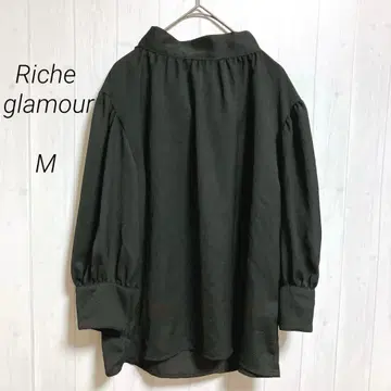 Riche glamour 긴팔 블라우스 하이넥 블랙 M 백리본