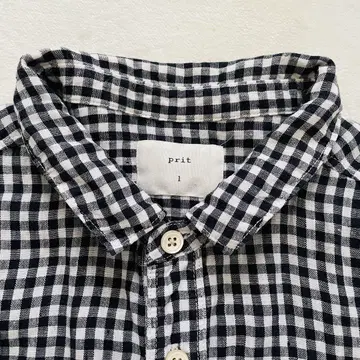 prit 체크 셔츠 사이즈 1 네이비 계열 린넨
