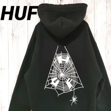 HUF 하프 후드티 후디 양면 프린트 XL 블랙 레어 디자인