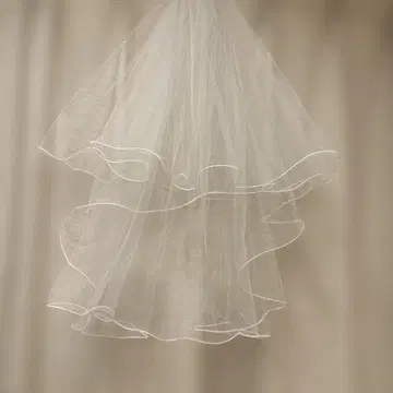 화이트 웨딩 베일 이단 프릴