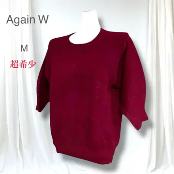 초레어 미사용급 AgainW 보르도 퍼프 슬리브 니트 고급스러움 M
