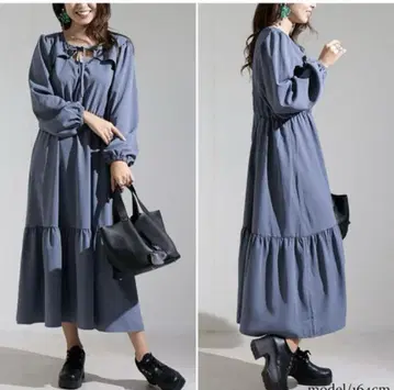 새상품급 골드 재팬 빅 사이즈 컷 아웃 티어드 원피스 리본