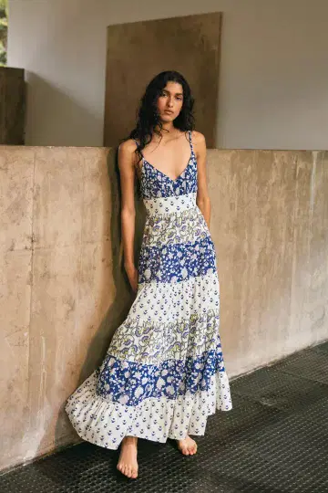 미사용 새상품 ZARA 패치워크 프린트 패턴 패널 원피스