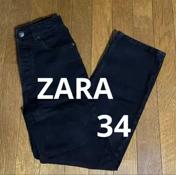 ZARA 블랙 데님 팬츠 하이웨스트 EUR34